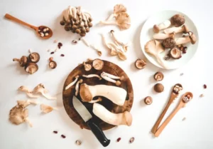 mushrooms on a cutting board