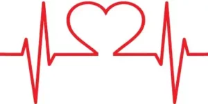red diagram of ekg symbol and heart 