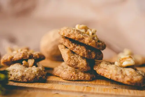 stack of date and walnut cookies 